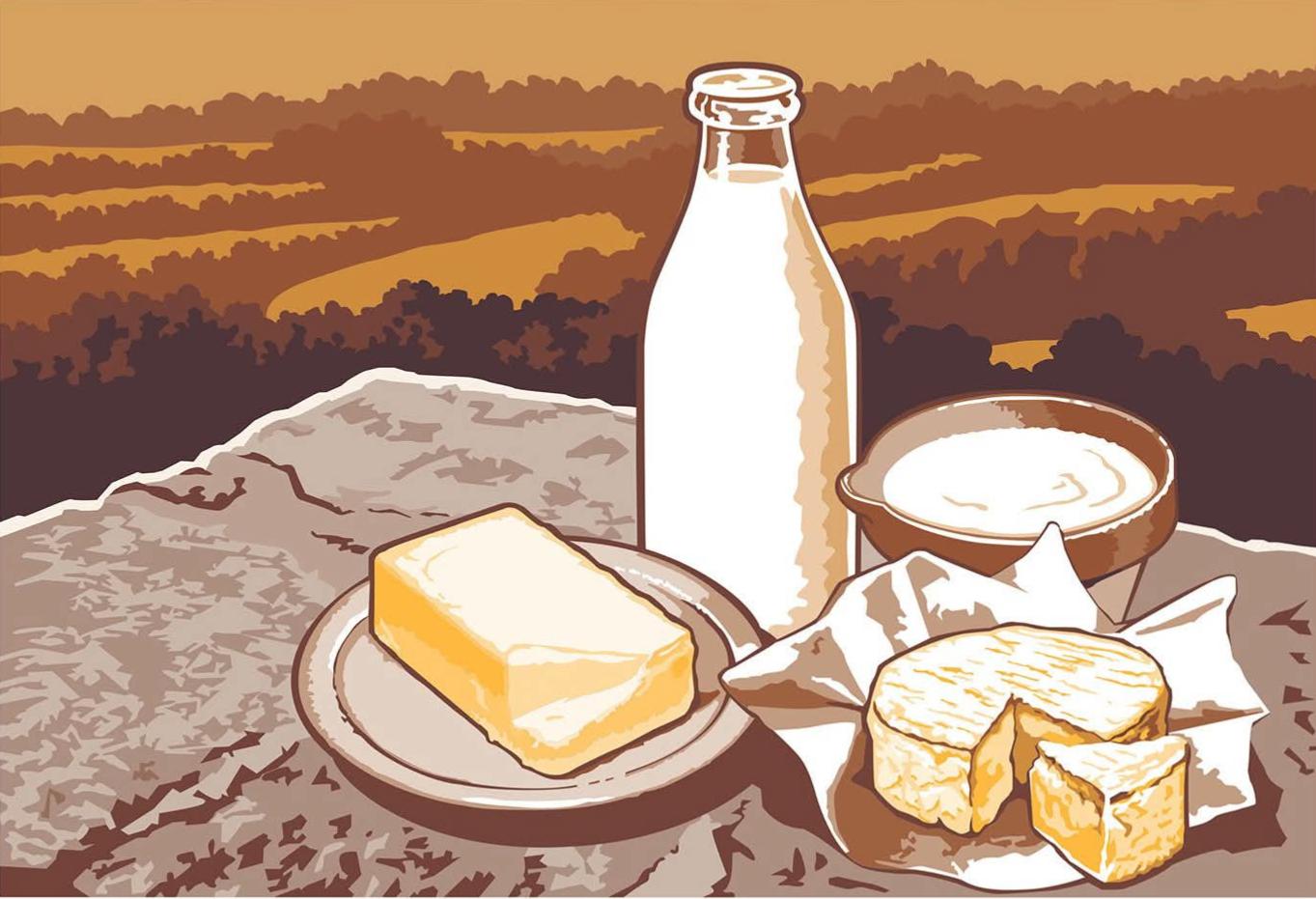 Photo du panneau : les produits laitiers